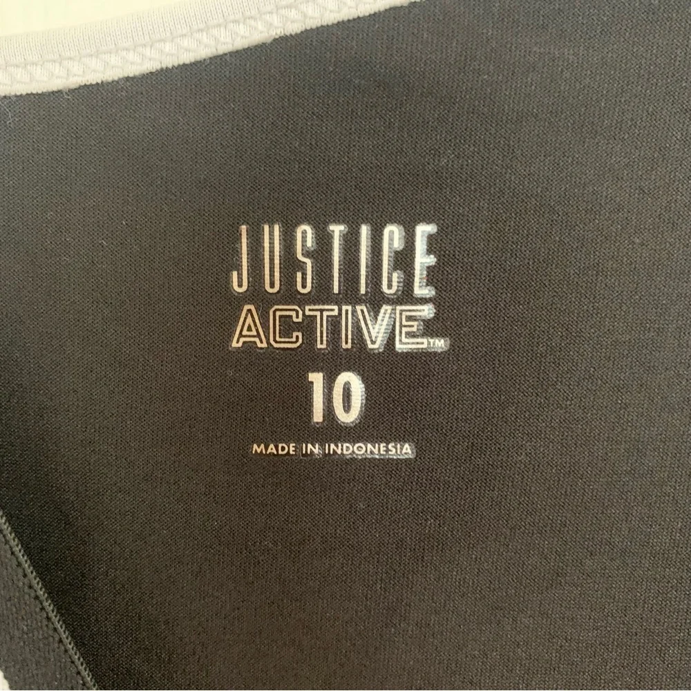 Justice Sport Girls Black White Tonal Text One Shoulder Gym Dance Leotard